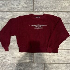 Harley-Davidson Maroon Crewneck Crop Sweatshirt